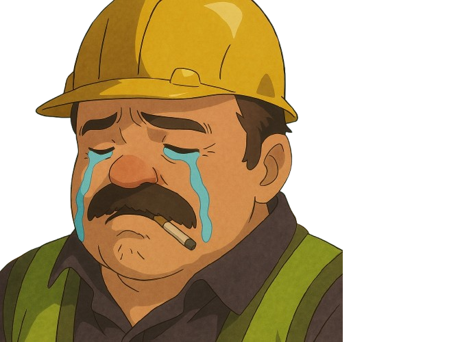 ouvrier cigarette pleure esclave usine casque ghibli