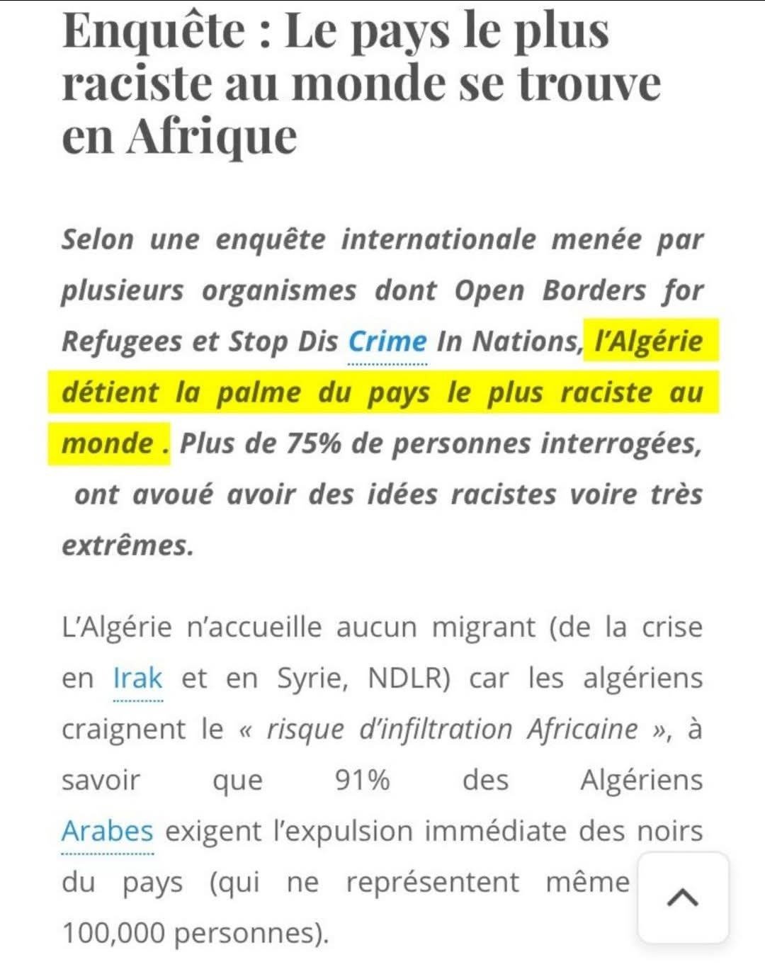 algerie algeriens racisme raciste racistes