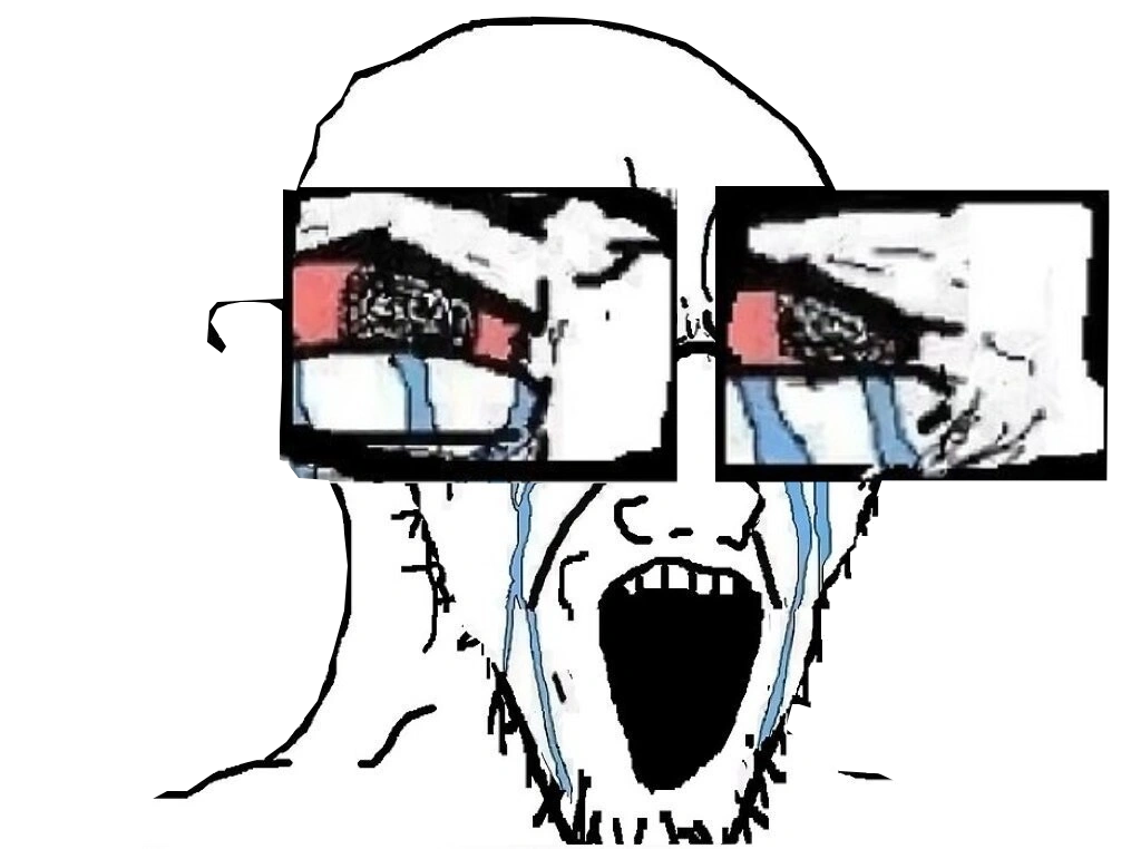 soyjack wojak rage 4chan meme soyboy male beta pleure larme lunette gaucho cuck golem zoom