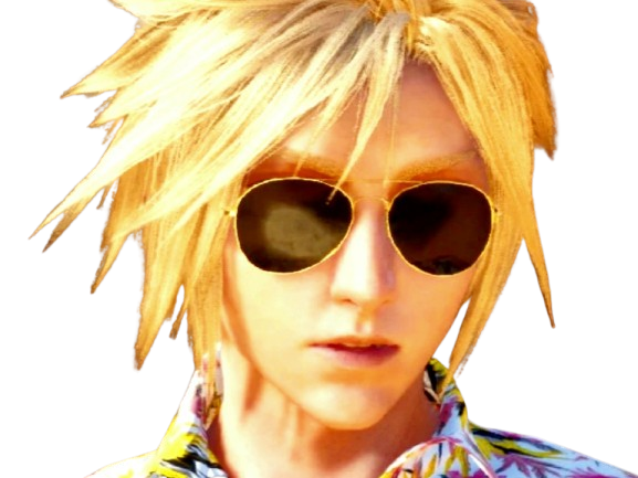 cloud strife ff7 final fantasy vii lunette de soleil plage