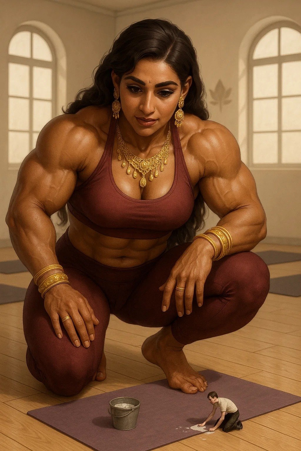 giantess yoga sexy esclave femme muscle