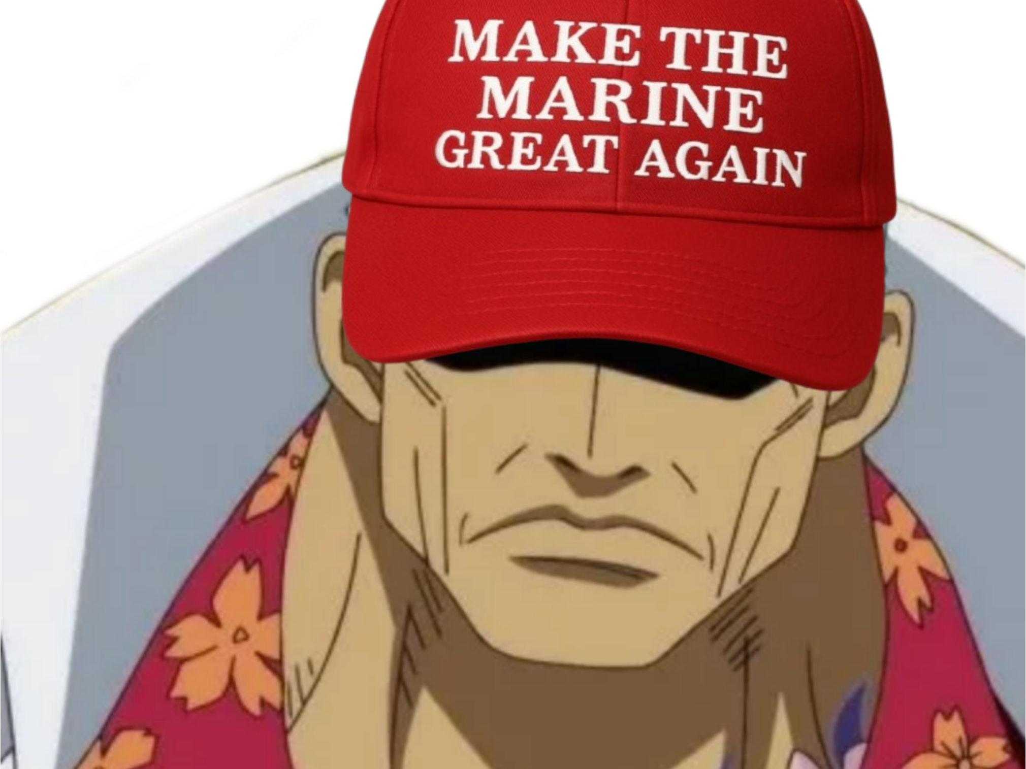 one piece akainu sakazuki amiral chef make marine great again casquette maga rouge