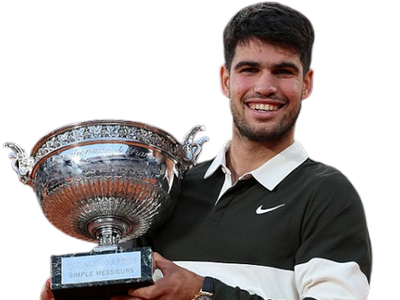 carlos alcaraz goat tennis roland garros espagne champion grand chelem trophee coupe