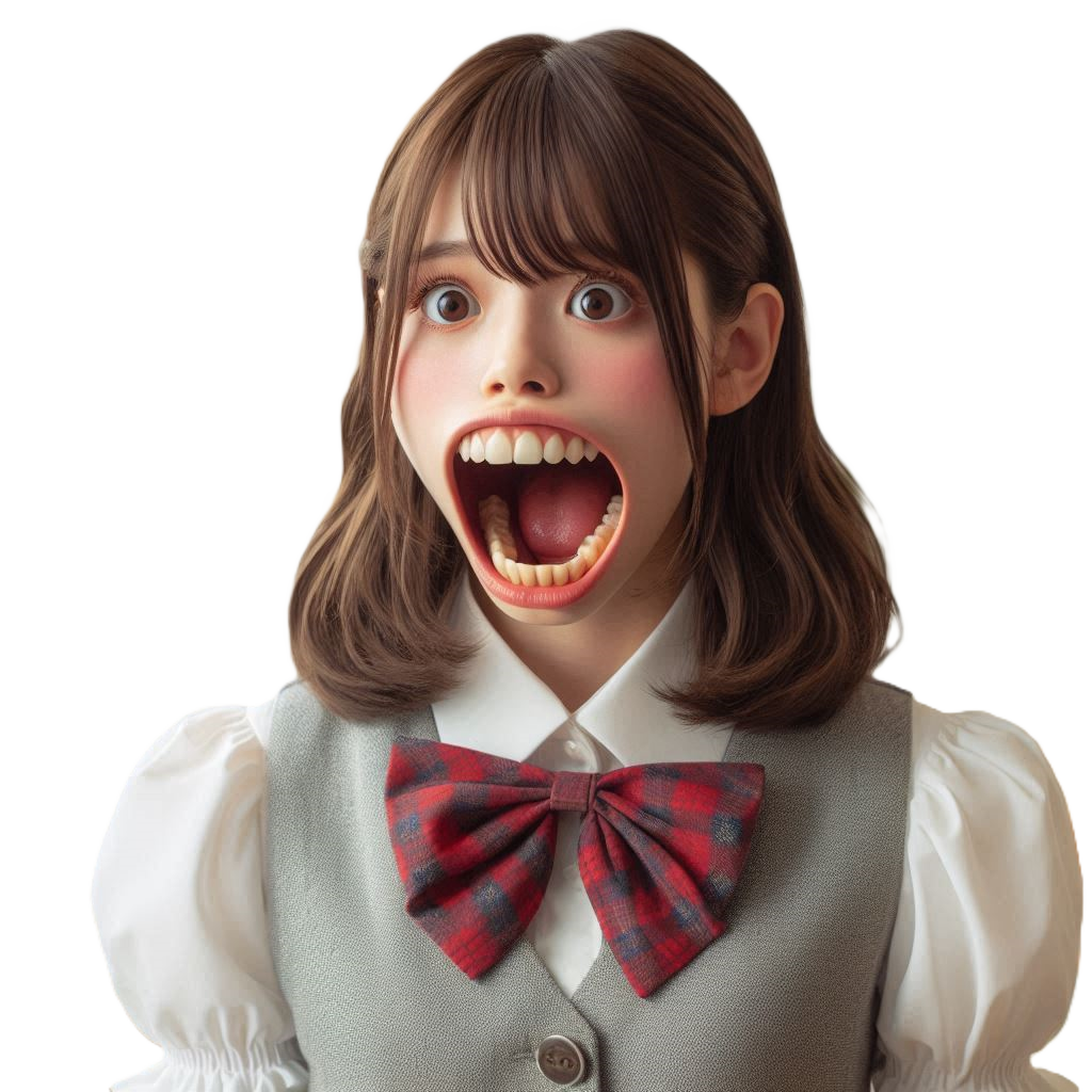 meuf fille peur bouche brune inquiete panique couette noeud ecoliere