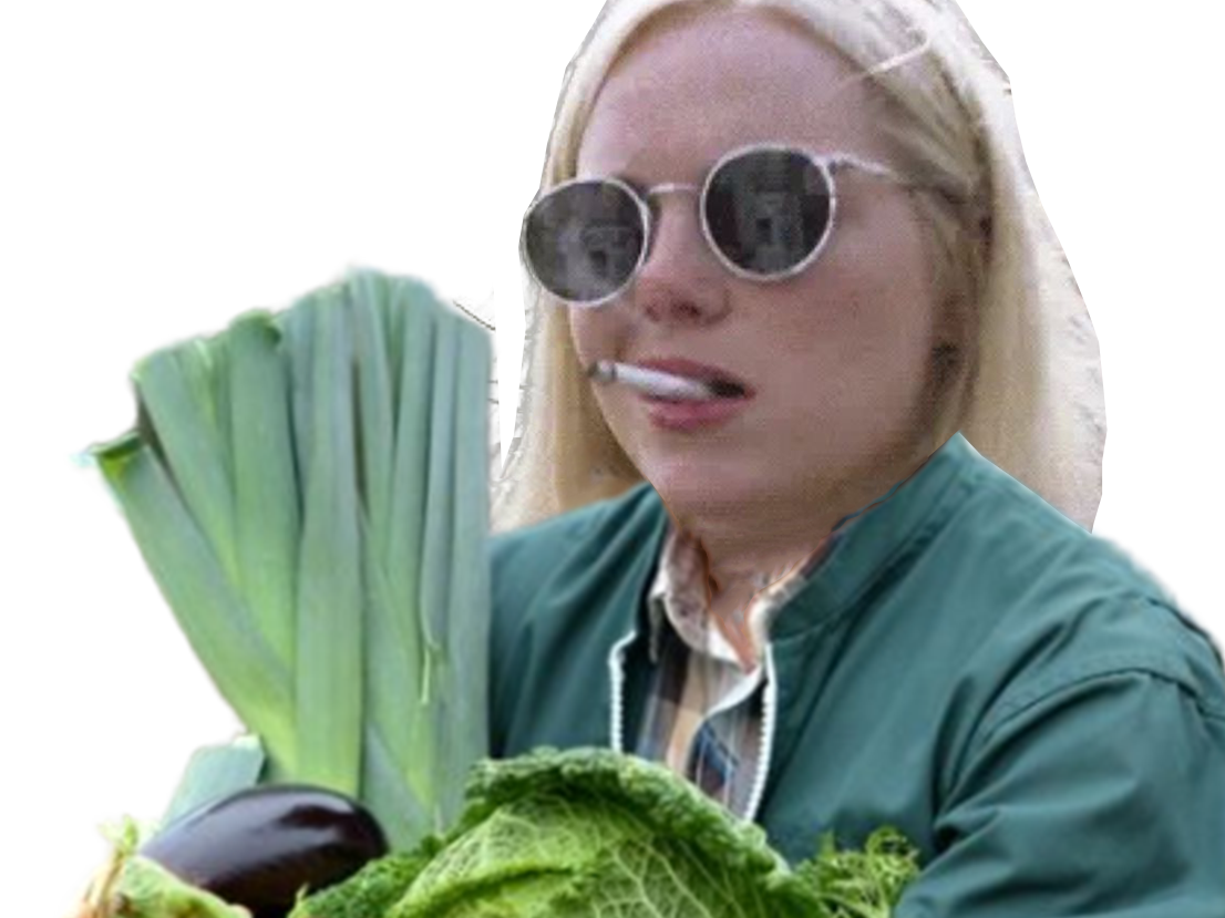 emma stone annie landsberg potager jardin legume paysan jardinier chapeau fourche fruit