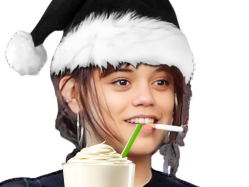 jenna ortega coffee latte boit creme chantilly paille