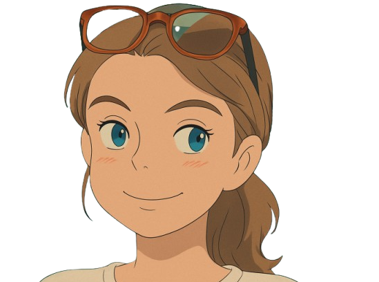 fille blonde lunette sourire ghibli