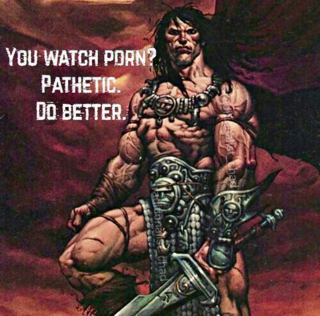 nofap abstinence muscle chad gigachad coomer conan barbare epee viril homme chaste porn porno fap