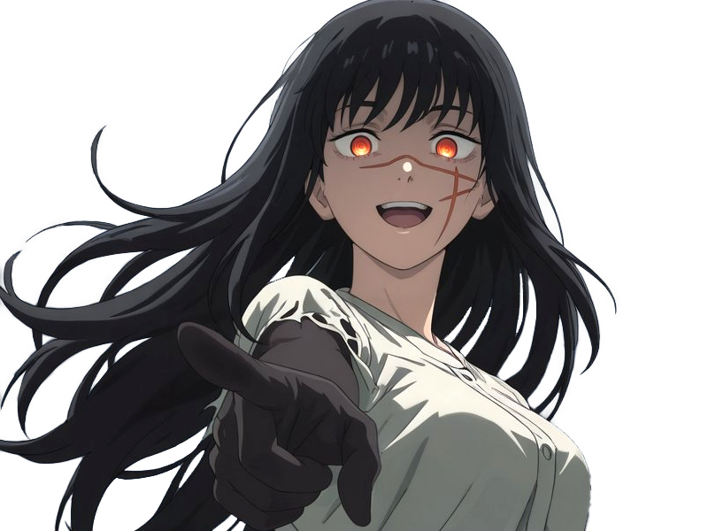 yoru asa mitaka chainsaw man waifu anime manga possedee fille femme cheveux-noirs yeux-rouges