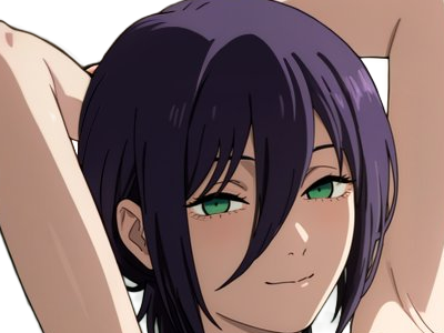 reze lady hybride femme fille waifu manga anime chainsaw man chainsawman yeux-verts cheveux-violets