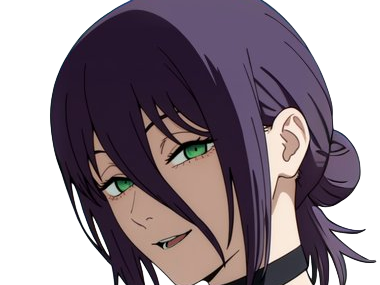 reze lady hybride femme fille waifu manga anime chainsaw man chainsawman yeux-verts cheveux-violets