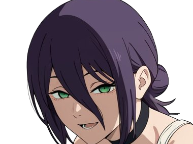 reze lady hybride femme fille waifu manga anime chainsaw man chainsawman yeux-verts cheveux-violets