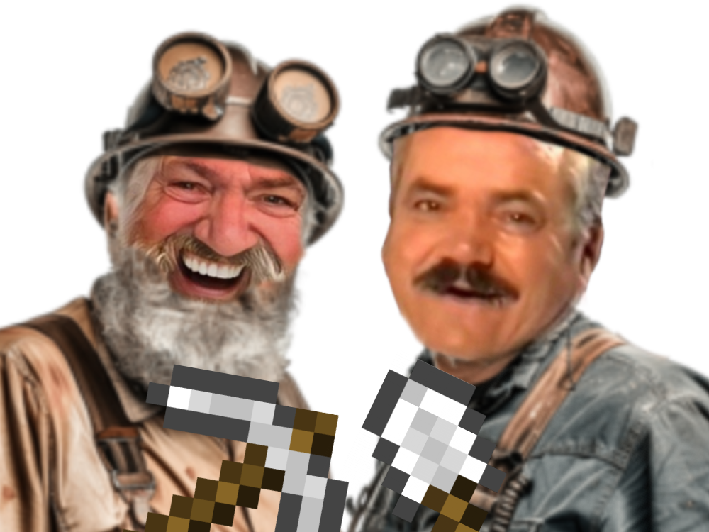 risitas troll aya ahi mineurs mineur mine pioche pelle casque btg malaise dispose