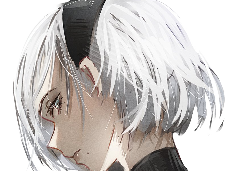 Sticker 2b moupe sans bandeau nier automata morgane waifu robot androide par Dark-63