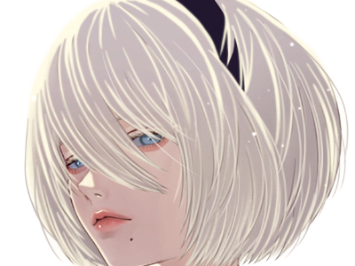 Sticker 2b moupe sans bandeau nier automata morgane waifu robot androide par Dark-63