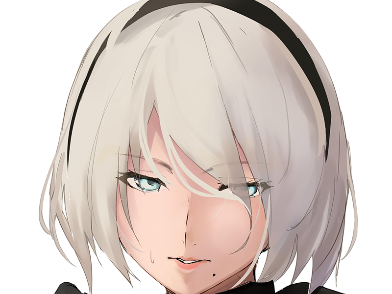 Sticker 2b moupe sans bandeau nier automata morgane waifu robot androide par Dark-63