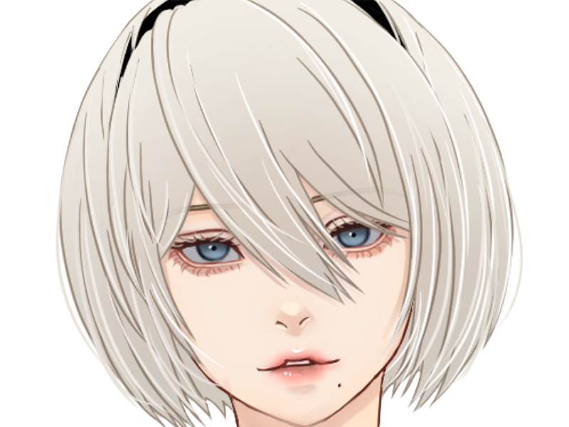 Sticker 2b moupe sans bandeau nier automata morgane waifu robot androide par Dark-63