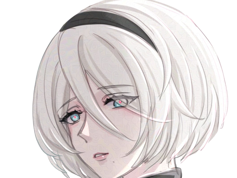 Sticker 2b moupe sans bandeau nier automata morgane waifu robot androide par Dark-63