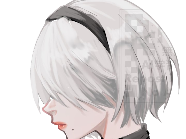 Sticker 2b moupe sans bandeau nier automata morgane waifu robot androide par Dark-63