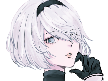 Sticker 2b moupe sans bandeau nier automata morgane waifu robot androide par Dark-63