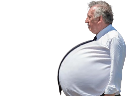francois bayrou gros gras ventre deforme bouffe reforme ministre obese chemise dette enceinte bras bide