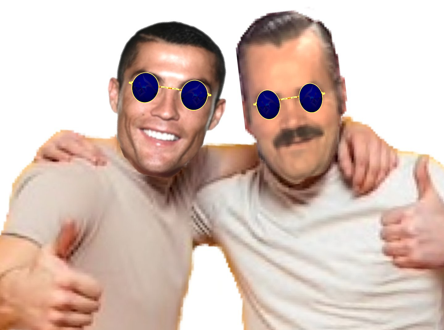 risitas ronaldo ami amis copain copains pote potes lunettes chancla sourire issou pouce pouces isse