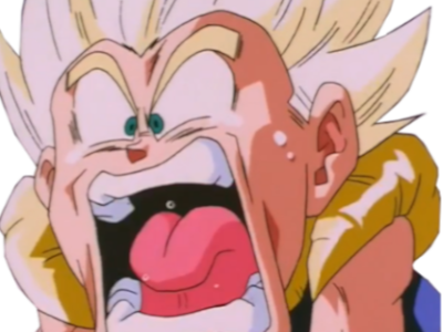 gotenks colere pleurs rage dents hurle cri dragon ball