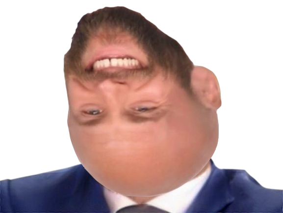 broula macron chauve beubar barbe sourire idiot moqueur moque costard cravate tete inverse retourne oeuf