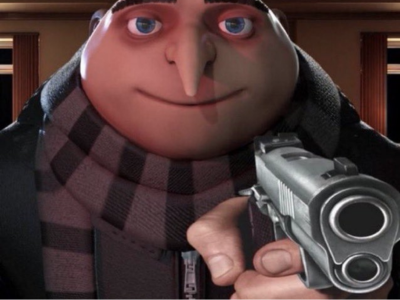 gru moi moche et mechant post ou cancer pistolet flingue braque braquage