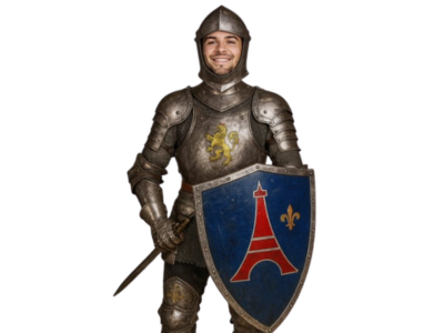 lucas chevalier en armure ecusson bouclier psg paris saint germain saint-germain gardien de but goal