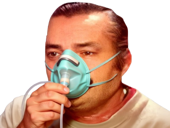 risitas masque oxygene gaz respiration copium assistance respiratoire malaise odeur