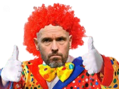 erik ten hag coach entraineur clown flop pouce leve cirque circus