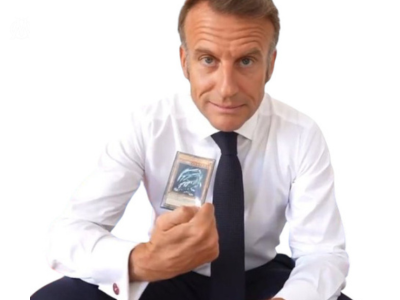 emmanuel macron carte yu-gi-oh yu gi oh yugioh dragon blanc aux yeux bleus