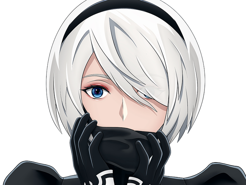 Sticker 2b moupe sans bandeau nier automata morgane waifu robot androide par Dark-63