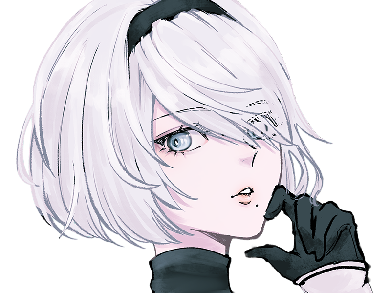 Sticker 2b moupe sans bandeau nier automata morgane waifu robot androide par Dark-63