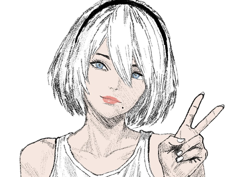 Sticker 2b moupe sans bandeau nier automata morgane waifu robot androide par Dark-63