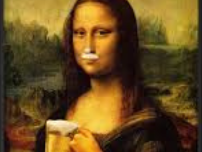 la joconde portrait de monna lisa tableau peinture leonard vinci chope biere mousse