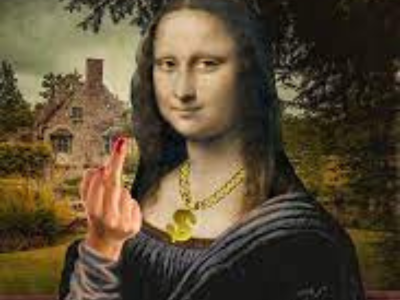 joconde portrait de monna lisa tableau peinture leonard vinci doigt dhonneur d honneur majeur fuck