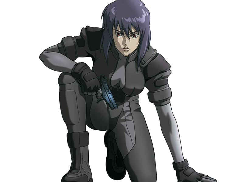 kusanagi motoko major ghostintheshell standalonecomplex anime manga waifu femme cyborg 2002-2003 cheveuxviolets yeuxrouges