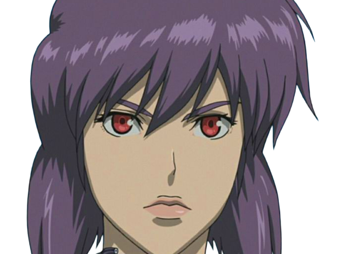 kusanagi motoko major ghostintheshell standalonecomplex anime manga waifu femme cyborg 2002-2003 cheveuxviolets yeuxrouges