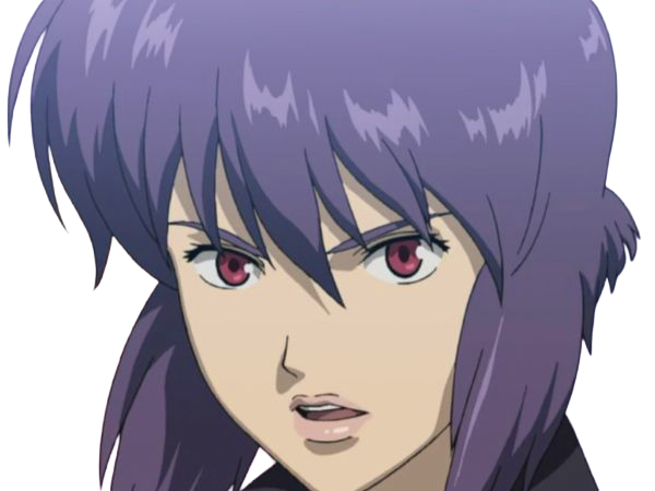 kusanagi motoko major ghostintheshell standalonecomplex anime manga waifu femme cyborg 2002-2003 cheveuxviolets yeuxrouges