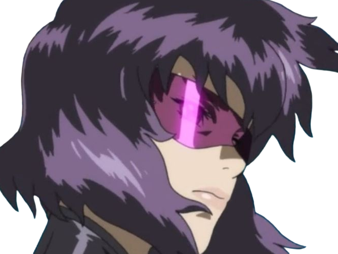 kusanagi motoko major ghostintheshell standalonecomplex anime manga waifu femme cyborg 2002-2003 cheveuxviolets yeuxrouges