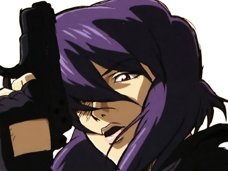 kusanagi motoko major ghostintheshell standalonecomplex anime manga waifu femme cyborg 2002-2003 cheveuxviolets yeuxrouges