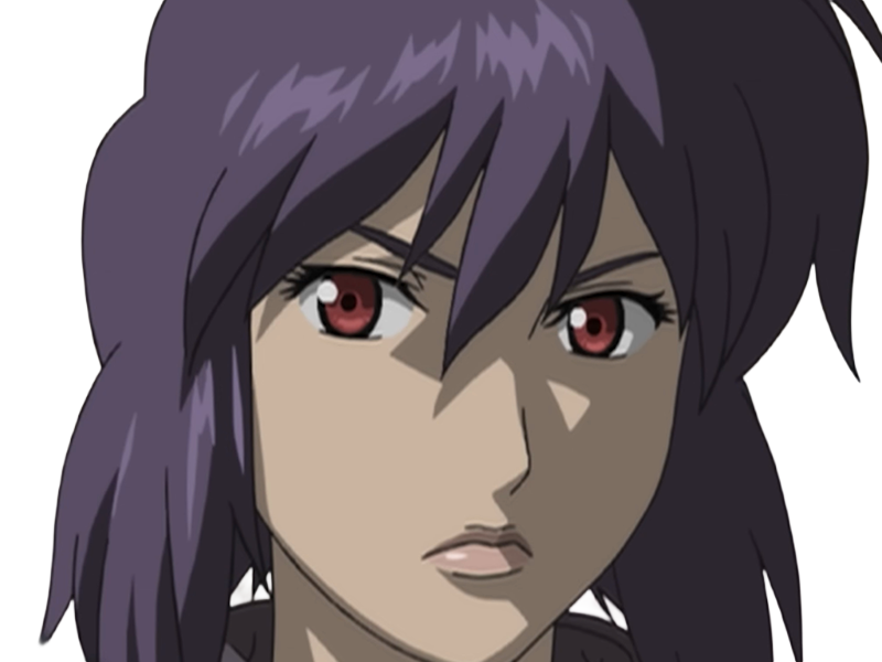 kusanagi motoko major ghostintheshell standalonecomplex anime manga waifu femme cyborg 2002-2003 cheveuxviolets yeuxrouges