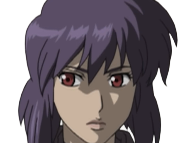 kusanagi motoko major ghostintheshell standalonecomplex anime manga waifu femme cyborg 2002-2003 cheveuxviolets yeuxrouges