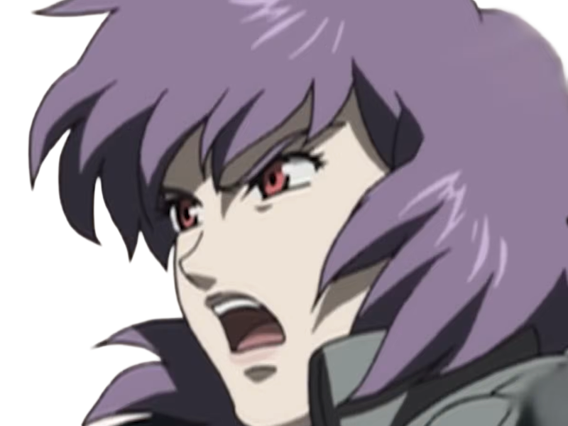 kusanagi motoko major ghostintheshell standalonecomplex anime manga waifu femme cyborg 2002-2003 cheveuxviolets yeuxrouges