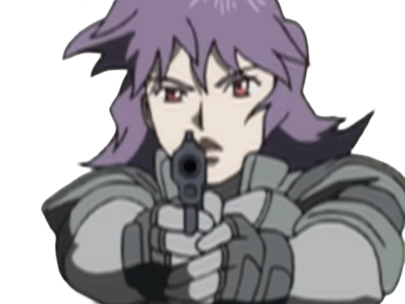 kusanagi motoko major ghostintheshell standalonecomplex anime manga waifu femme cyborg 2002-2003 cheveuxviolets yeuxrouges