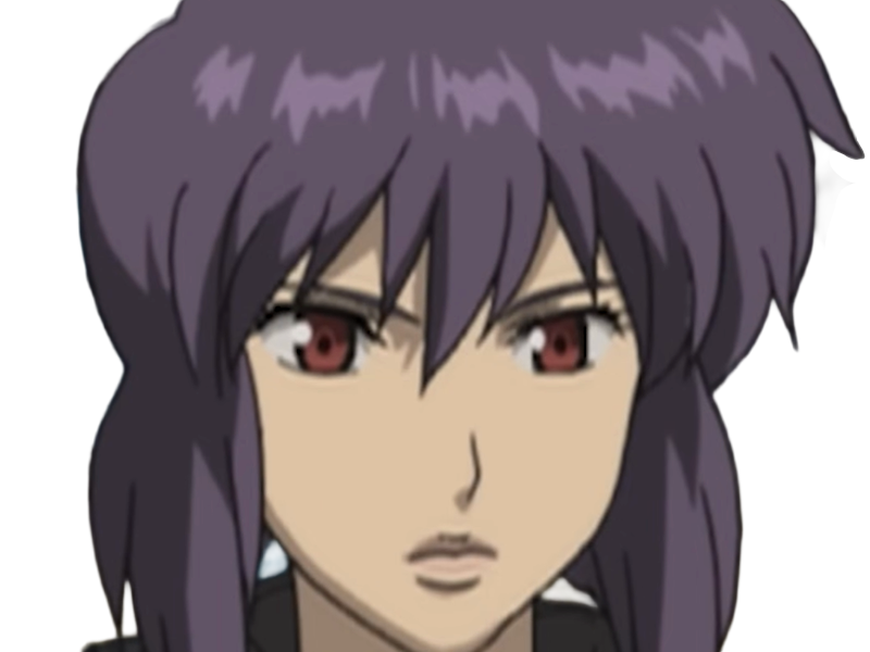 kusanagi motoko major ghostintheshell standalonecomplex anime manga waifu femme cyborg 2002-2003 cheveuxviolets yeuxrouges