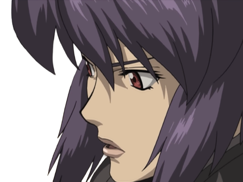 kusanagi motoko major ghostintheshell standalonecomplex anime manga waifu femme cyborg 2002-2003 cheveuxviolets yeuxrouges