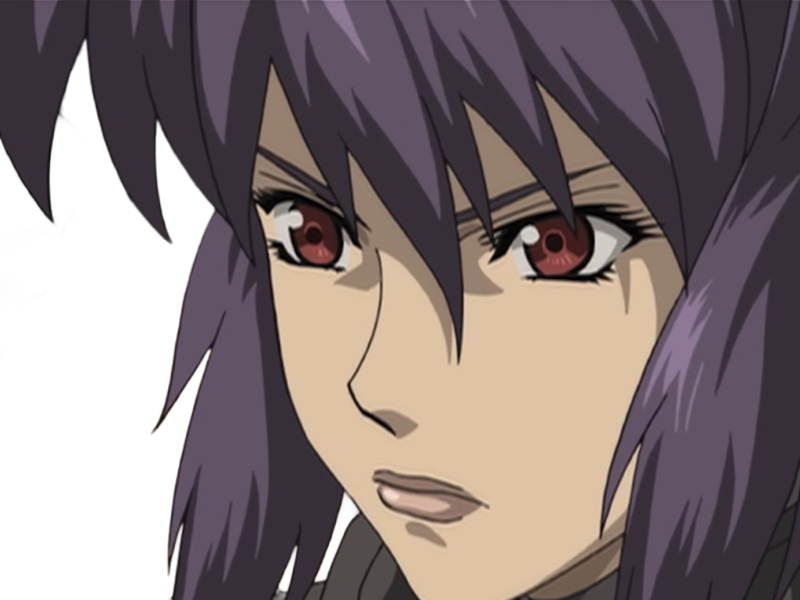 kusanagi motoko major ghostintheshell standalonecomplex anime manga waifu femme cyborg 2002-2003 cheveuxviolets yeuxrouges